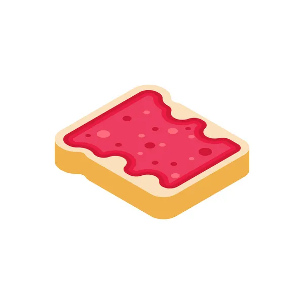Rostat Bröd Med Jordgubbssylt Isolerat Illustration Livsmedelsvektor — Stock vektor