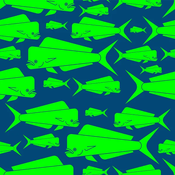 Dorado Fish Pattern Seamless Mahi Mahi Background Vector Texture — Stock Vector