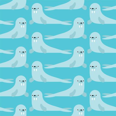 Deniz aygırı deseni kusursuz. Deniz ineği arka planı. Bebek kumaşı süsü.