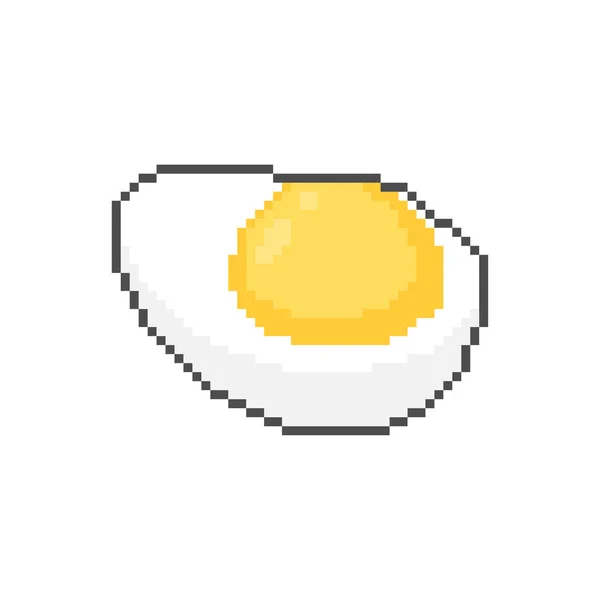 Oeuf Bouilli Pixel Art Demi Oeuf Bits Illustration Vectorielle Alimentaire — Image vectorielle