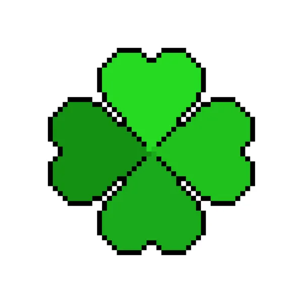 Schamrock Pixelkunst Klee Verpixelt 8Bit Zeichen Patrick Day Irischer Feiertag — Stockvektor