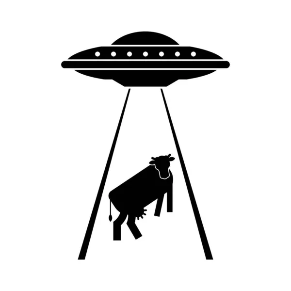 Ufo Roba Signo Icono Vaca Platillo Volador Alienígena Vacas Concepto — Vector de stock