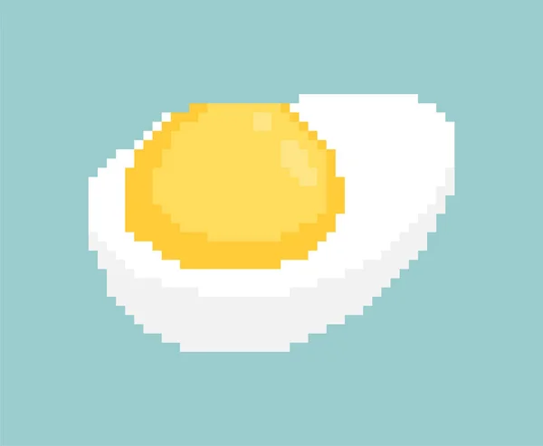 Oeuf Bouilli Pixel Art Demi Oeuf Bits Illustration Vectorielle Alimentaire — Image vectorielle