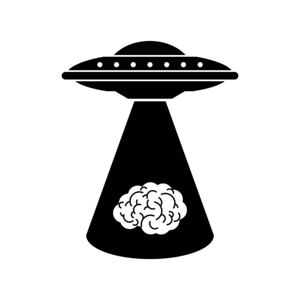 Ufoは脳を盗む 空飛ぶ円盤と脳 — ストックベクタ