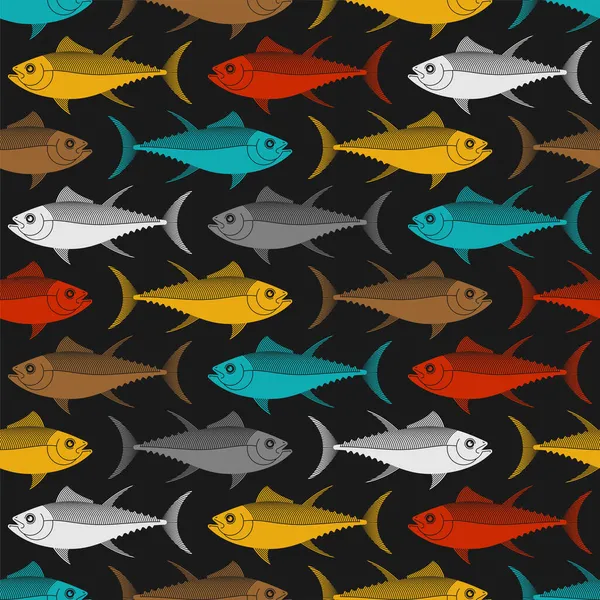 Bezešvé Vzorce Tuňáka Tunny Seafood Ryby Pozadí Vektorová Textura — Stockový vektor