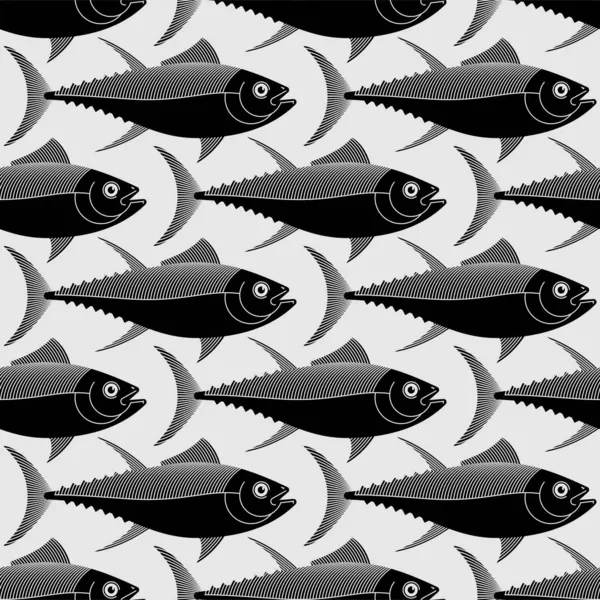Bezešvé Vzorce Tuňáka Tunny Seafood Ryby Pozadí Vektorová Textura — Stockový vektor