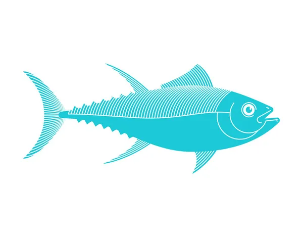 Tuna Isolated Tunny Seafood Fish Vector Illustration — Stock Vector