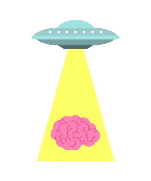 Ufoは脳を盗む 空飛ぶ円盤と脳 — ストックベクタ
