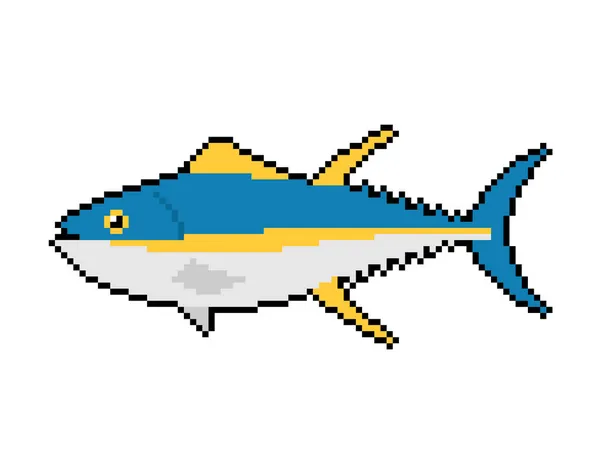 Sztuka Pikseli Tuńczyka Pixelated Tuńczyk Owoce Morza Ryb Ilustracja Wektora — Wektor stockowy