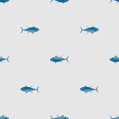 Ton balığı deseni pürüzsüz. Tunny Deniz Ürünleri arka planı. vektör dokusu