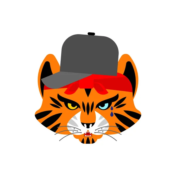 Tiger Gangsta Isolated Angry Big Wild Striped Cat Bully Member — Stock Vector