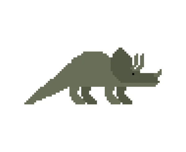 Dinosaure Tricératops Pixel Art Animal Ancien Pixellisé Monstre Préhistorique Dino — Image vectorielle