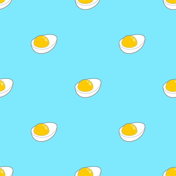 Boiled egg pattern seamless. Half an egg background. food vector texture