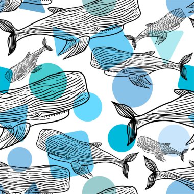 Sperm balinası elinin çizimi pürüzsüz. kakalot arkaplanı