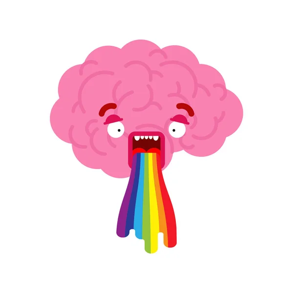 Gehirnerbrechen Regenbogen Isoliert Brainstorming Cartoon Illustration Zum Schwindel Konzept — Stockvektor