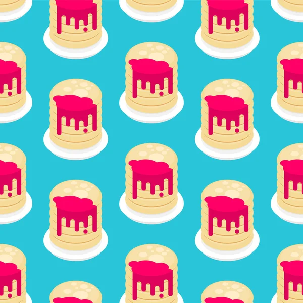 Pfannkuchen Muster Nahtlos Stapel Von Pfannkuchen Hintergrund Textur Des Nahrungsmittelvektors — Stockvektor