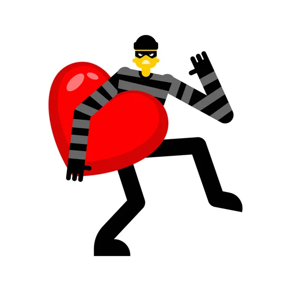 Ladrón Robó Amor Robó Heart Ladrón Lleva Pasión Tierna Secuestro — Vector de stock