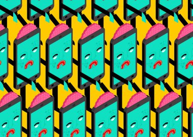 Zombi akıllı telefon şablonu kusursuz. Canavar telefon geçmişi. Gadget Green yürüyen ölü süsü