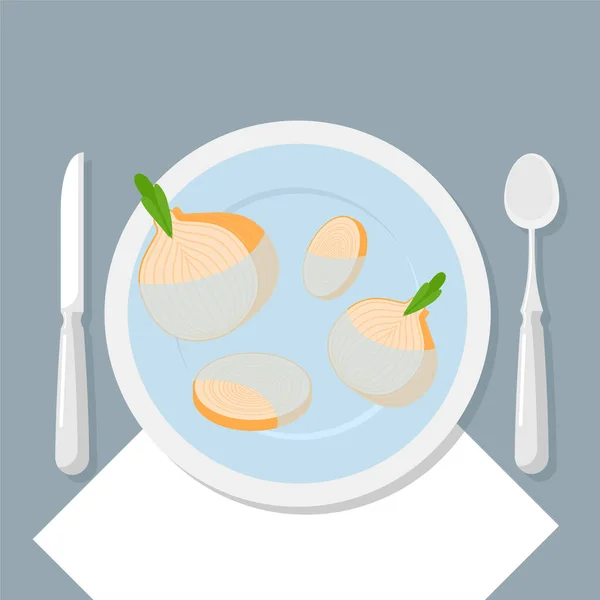 Onion Soup Plate Food Vector Illustration — Stock Vector