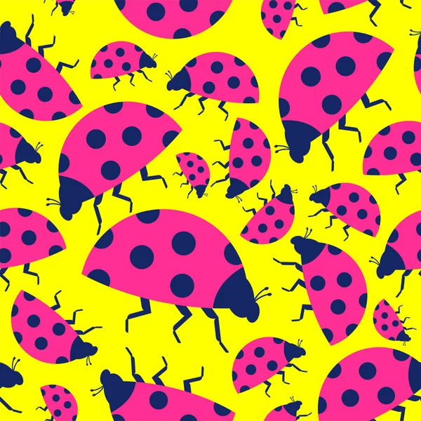 Ladybug Patroon Naadloos Rode Kleine Insectenachtergrond Kevervectorstructuur — Stockvector