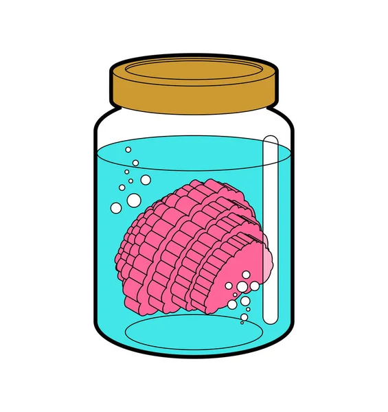 Cerebro Frasco Vidrio Brainss Frasco Litro Vidrioso Ilustración Vectorial — Vector de stock