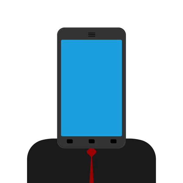 Homme Lieu Tête Est Smartphone Dépendance Téléphonique — Image vectorielle