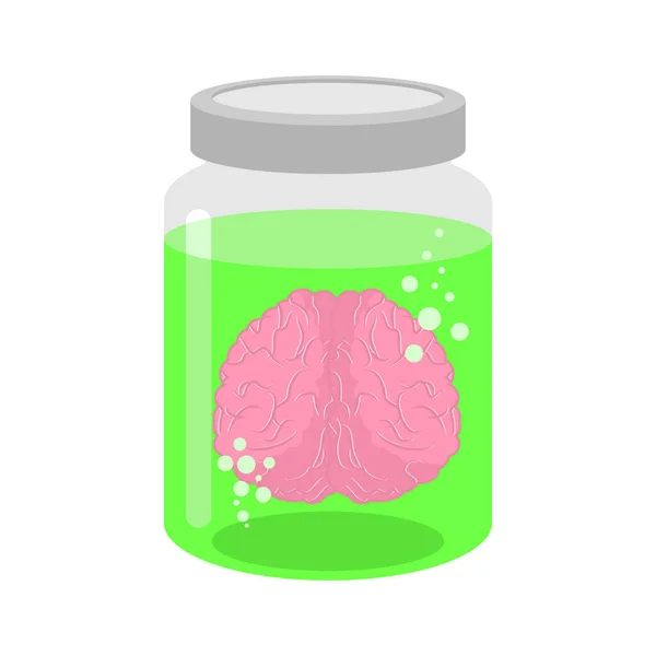 Cervello Vaso Vetro Cervello Barattolo Litro Vetroso Illustrazione Vettoriale — Vettoriale Stock