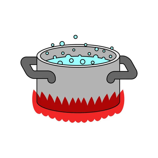 Горщик Киплячою Водою Ізольований Приготування Їжі Векторні Ілюстрації — стоковий вектор