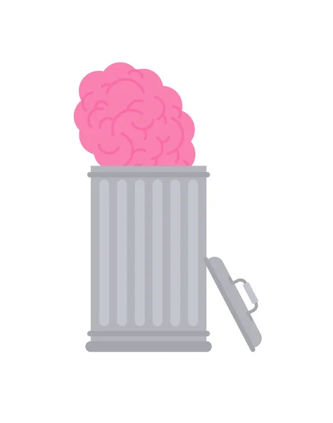 脳を捨てなさい ゴミ箱の脳ができます ゴミに知識を投げる — ストックベクタ