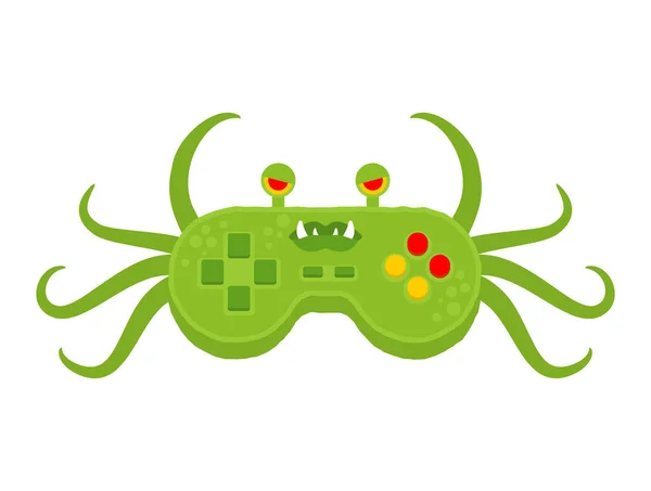 Joystick Monster Isolated Gamepad Green Monstrosity Disfigurement Control Knob Video — Stock Vector