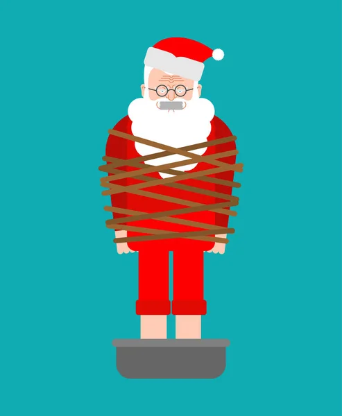 Kidnapped Santa Claus Grandfather Tied Rope Christmas — Vetor de Stock
