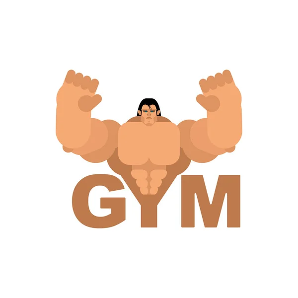 Logo Gym Signo Culturista Hombre Fuerte Símbolo Letras — Vector de stock