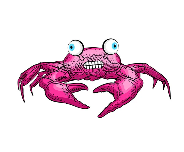 Crazy Funny Crab Sketch Linear Sea Cance Vector Illustration — Stock Vector