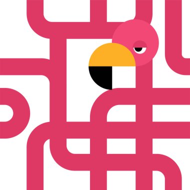 Flamingo uzun boyun deseni pürüzsüz. Uzun boyunlu pembe bir kuş.