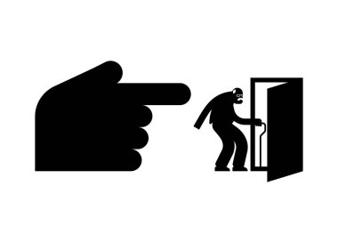 Yaş ayrımcılığı simgesi. Emeklilerin işten çıkarılması. Yaşlı adam dışarı çıkıyor. Yaş ayrımcılığı işareti