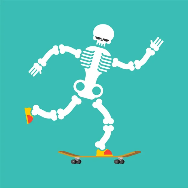 Скелет Скейтборде Изолирован Векторная Иллюстрация Скелетов — стоковый вектор