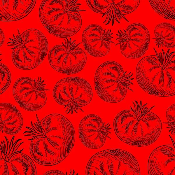 Tomate Hand Zeichnung Muster Nahtlos Gemüseskizze Hintergrund Vektorstruktur — Stockvektor