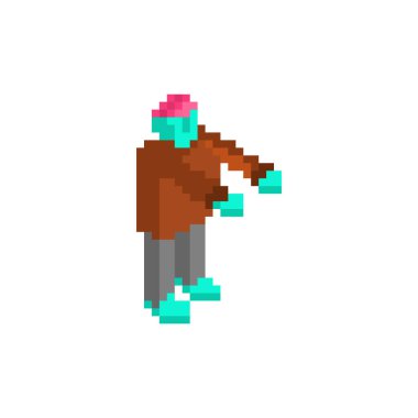 Zombi piksel sanatı. 8 bit Ölü Adam Canavarı. pixelated zombi vektör illüstrasyonu