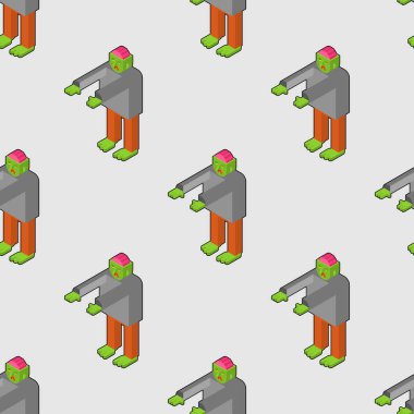 Zombi izometrik desen kusursuz. Ölü adam canavar dokusu. zombi arkaplanı