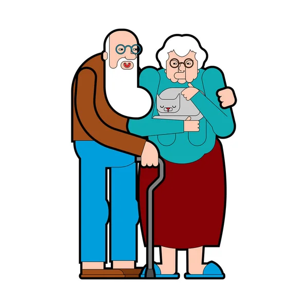 Abuelo Abuela Abuelo Abuela Pensionistas Vector Ilustración — Vector de stock