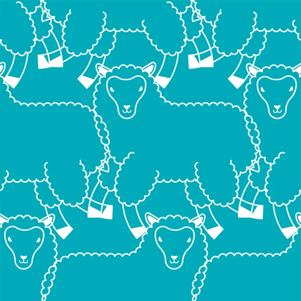 Koyun Desenleri Kusursuz Kuzu Arka Planı Çiftlik Hayvanı Dokusu Bebek — Stok Vektör