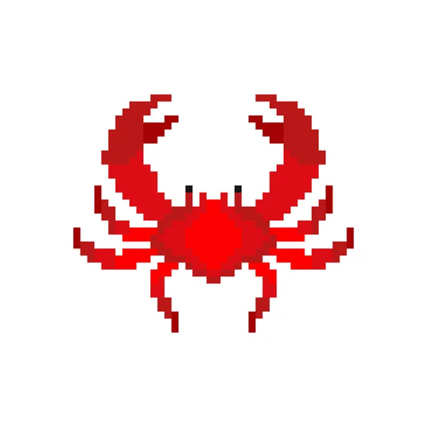 Crab Pixel Art Sea Cancer 8Bit Sea Animal Pixelated Vector — Stock Vector