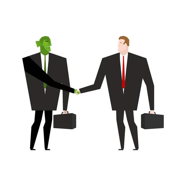 Reptilid Businessman Handshake Conclusion Negocios Con Extranjeros — Archivo Imágenes Vectoriales