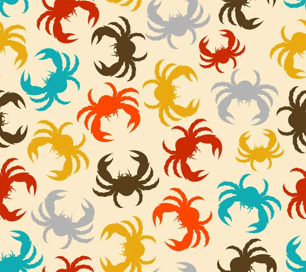 Crab Pattern Seamless Sea Cancer Background Sea Animal Texture Baby — Stock Vector