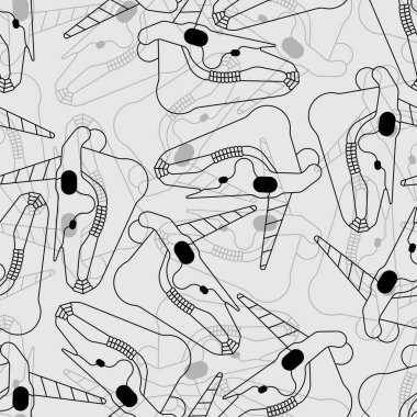 Tek boynuzlu at kafatası deseni kusursuz. Boynuz kafatası arka planlı sihirli at. Vektör dokusu