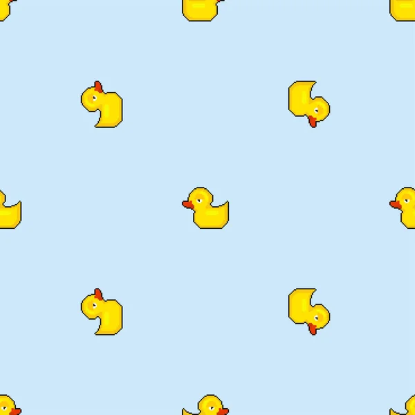 Гумовий Піксельний Художній Візерунок Качки Безшовний Біт Іграшкового Фону Піксельна — стоковий вектор