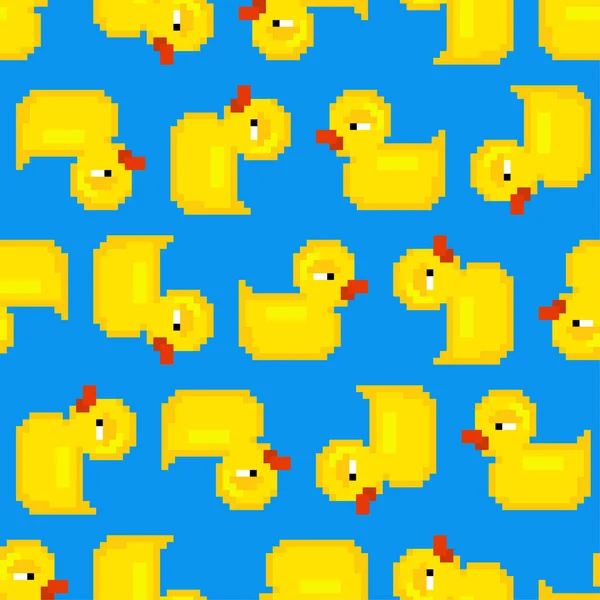Ελαστική Πάπια Pixel Μοτίβο Τέχνης Αδιάλειπτη Bit Φόντο Παιχνιδιού Pixelated — Διανυσματικό Αρχείο