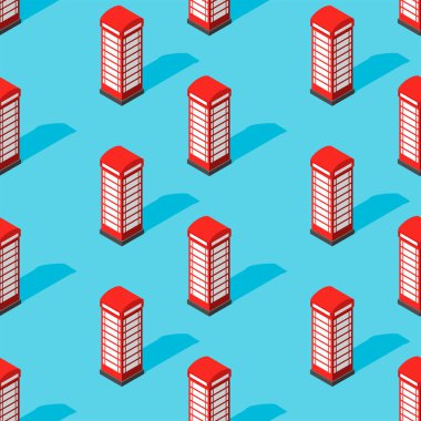 Kırmızı telefon kulübesi desenleri. Londra 'nın tarihi geçmişi. Vektör dokusu