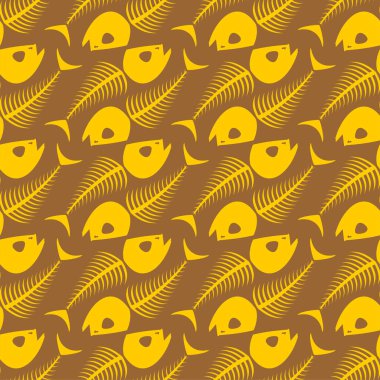 Balık iskeleti deseni kusursuz. Balık kafatası arka planı. Vektör dokusu