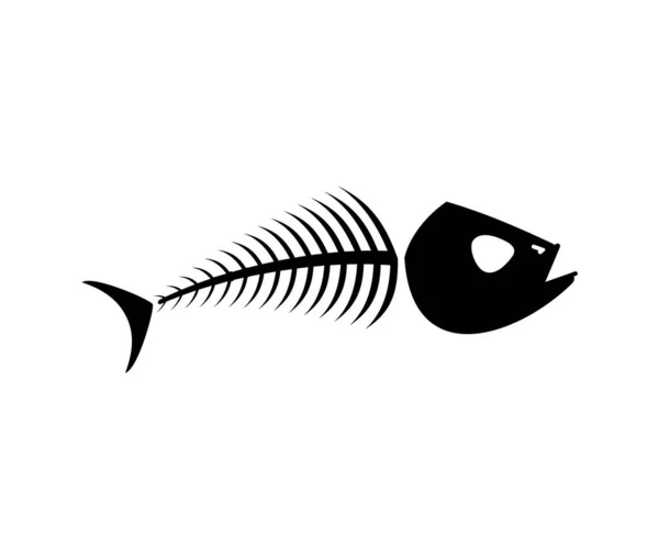 Squelette Poisson Isolé Crâne Poisson Illustration Vectorielle — Image vectorielle